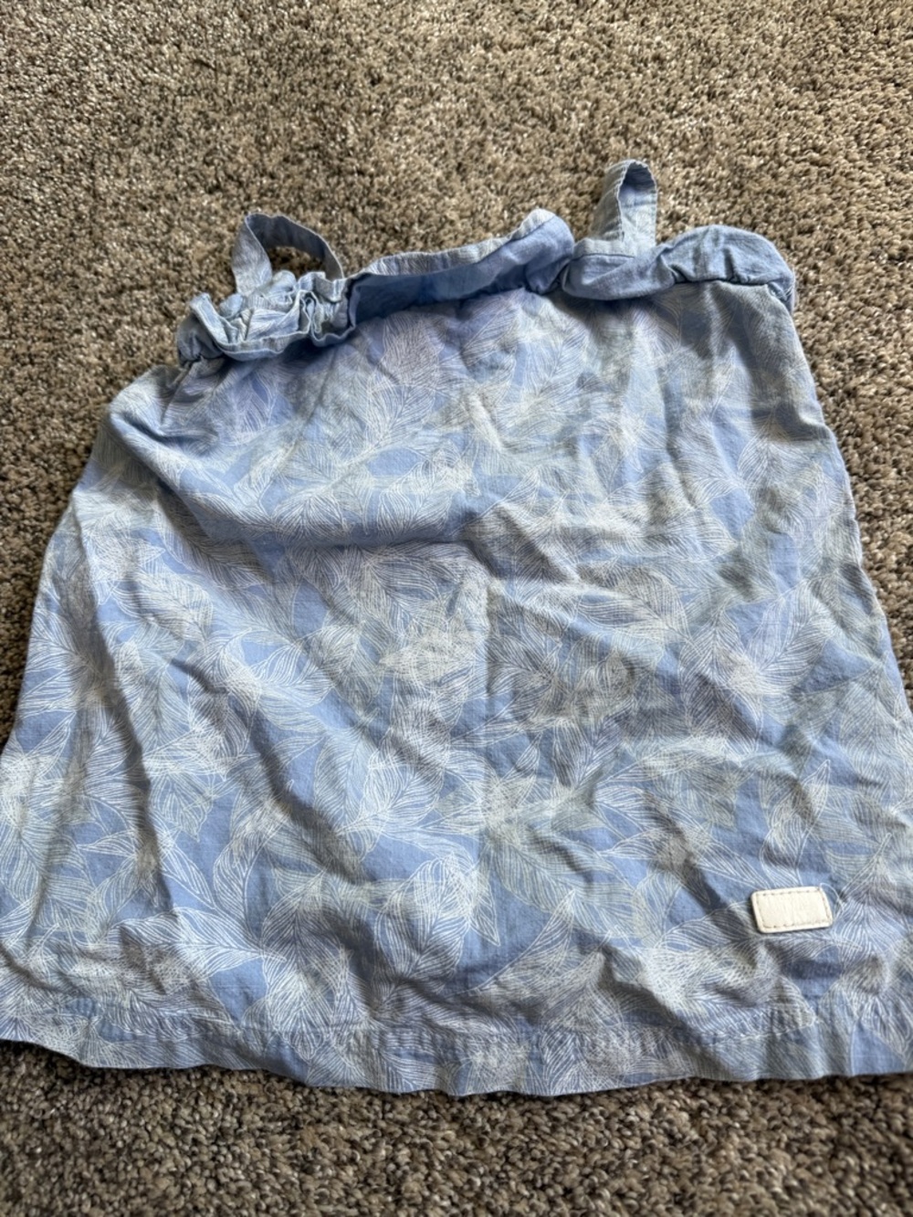 7 For All Mankind Pale Blue Leaf-Print Tank Top